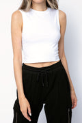 ATM Cotton Cropped Sleeveless Tee in White