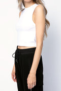 ATM Cotton Cropped Sleeveless Tee in White