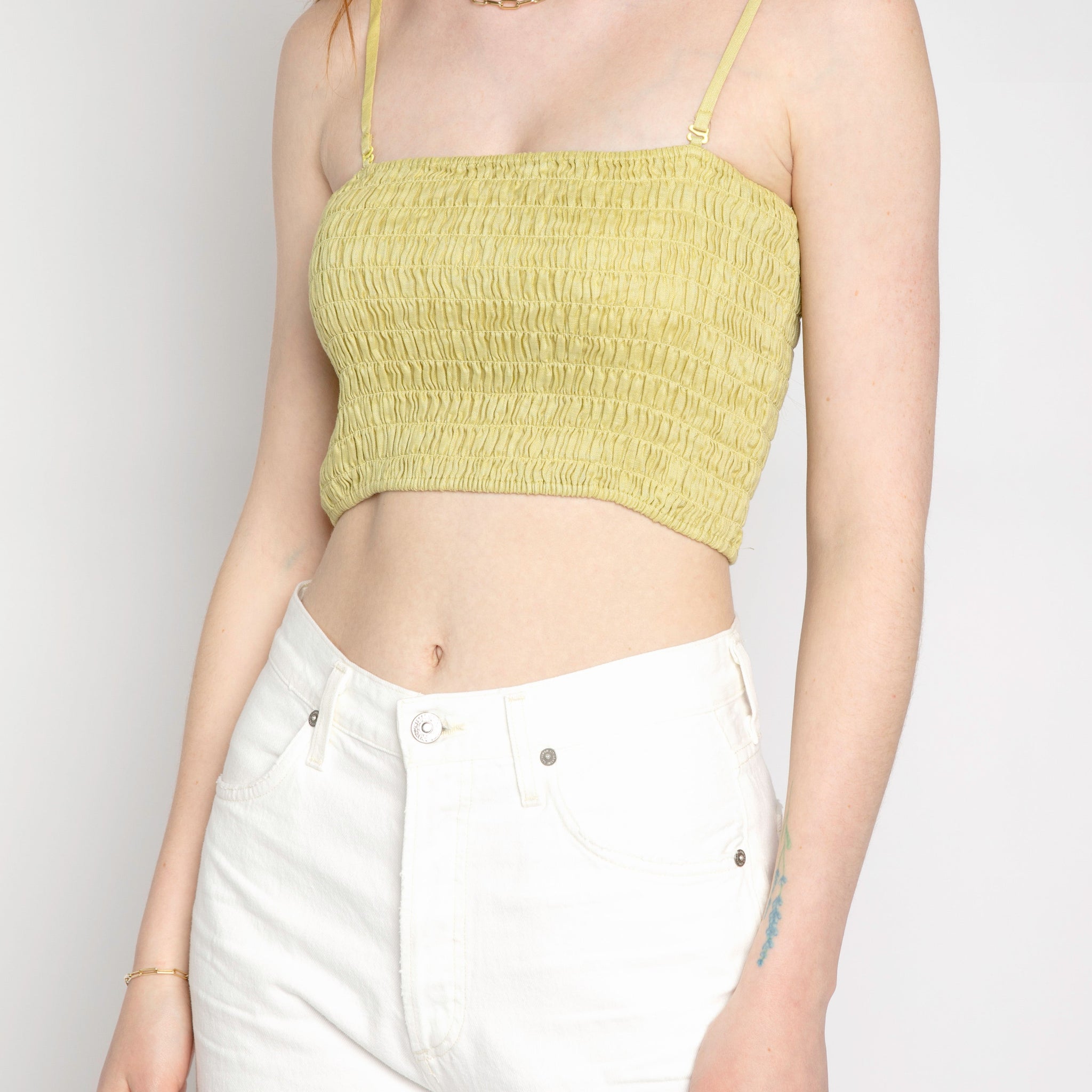 ATM Linen Smocked Tube Top in Seagrass