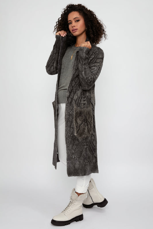 AVANT TOI Alpaca Shawl Long Cardigan in Mushroom