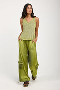 AVANT TOI Batik Camou Silk Trouser Pant in Lime