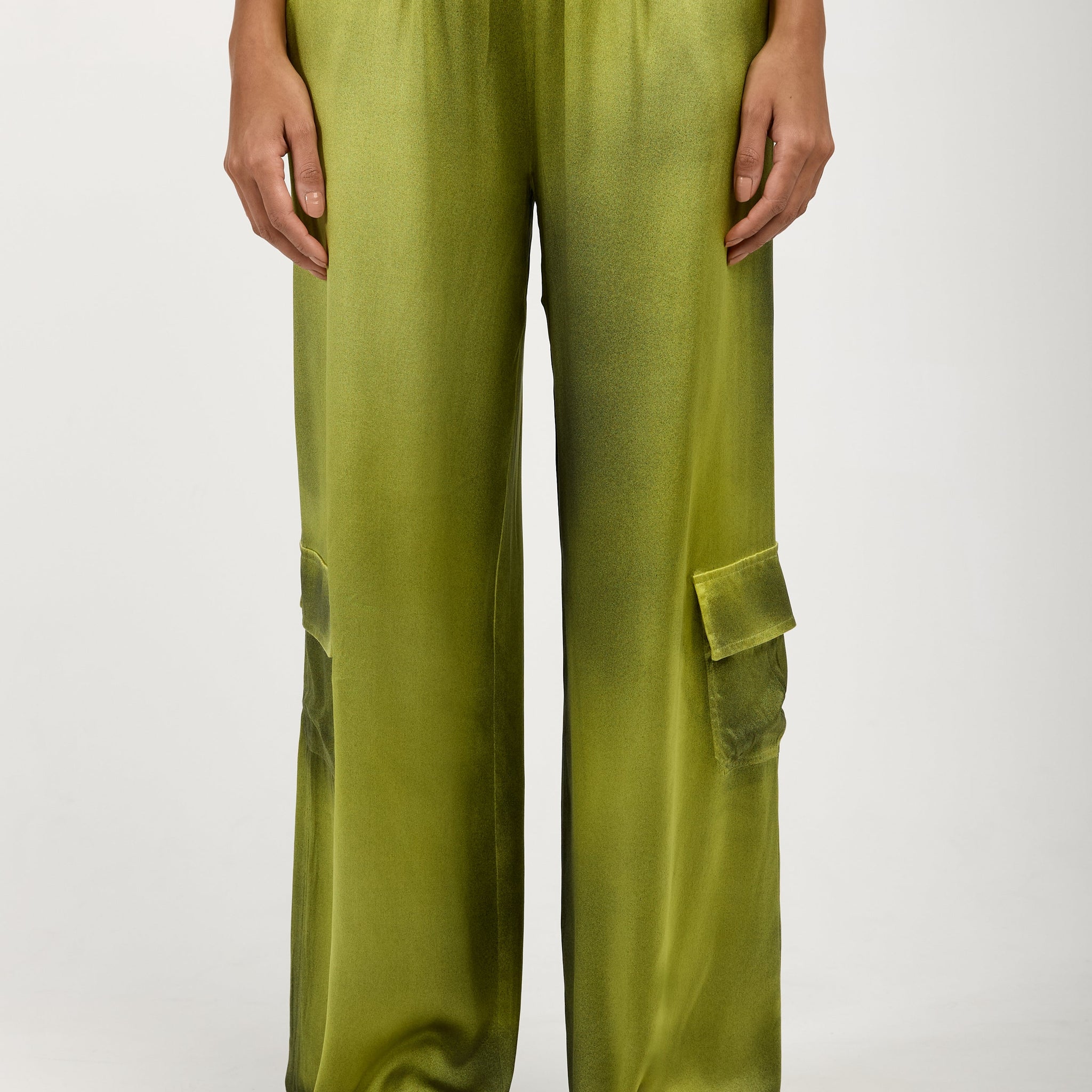 AVANT TOI Batik Camou Silk Trouser Pant in Lime