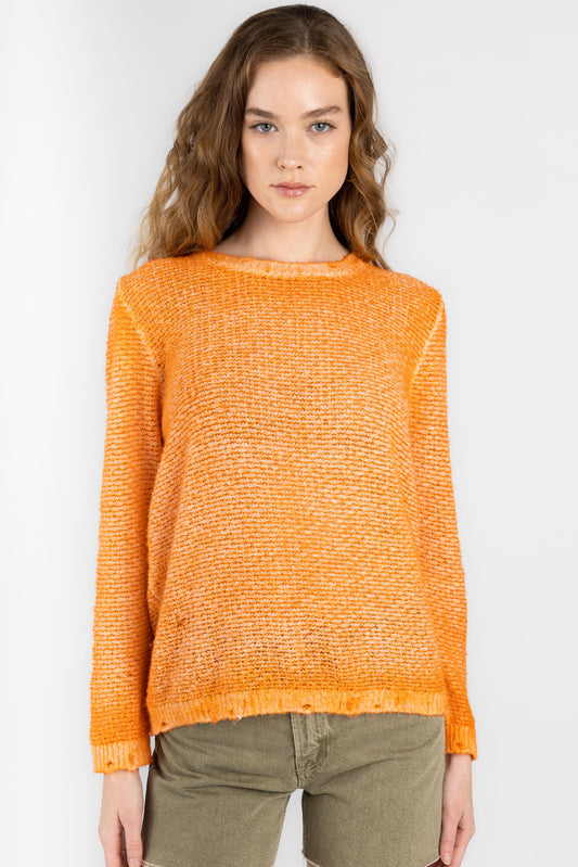 AVANT TOI Brushed Cotton and Linen Sweater in Alchechengi