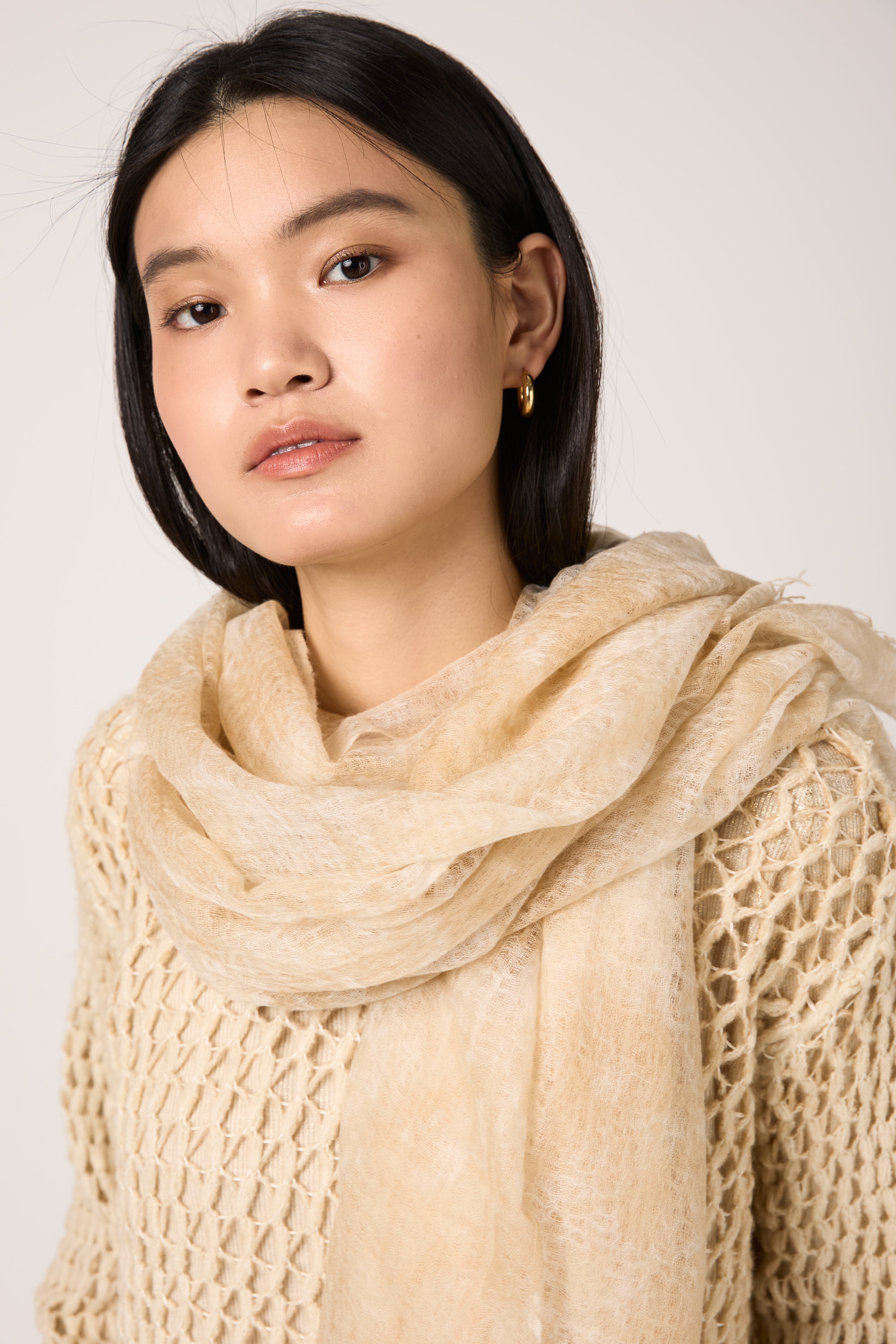 Camouflage Effect Scarf in Vaniglia