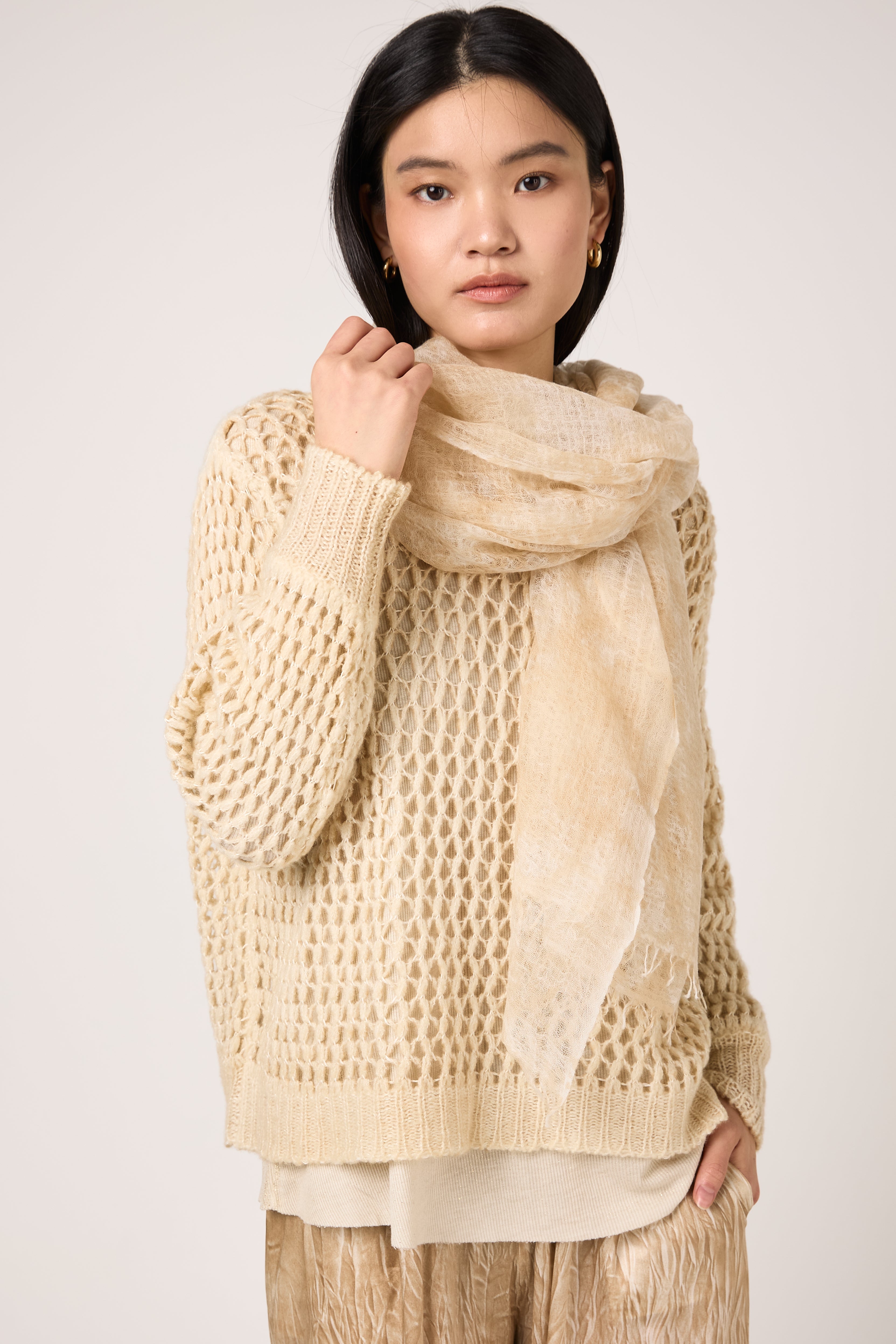 Camouflage Effect Scarf in Vaniglia