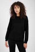 AVANT TOI Carded Cashmere Pullover Sweater in Nero
