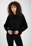 AVANT TOI Carded Cashmere Pullover Sweater in Nero