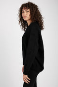 AVANT TOI Carded Cashmere Pullover Sweater in Nero