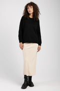 AVANT TOI Carded Cashmere Pullover Sweater in Nero