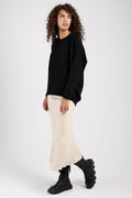 AVANT TOI Carded Cashmere Pullover Sweater in Nero