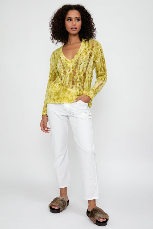 AVANT TOI Cashmere Camouflage Cable Knit Sweater in Lichen