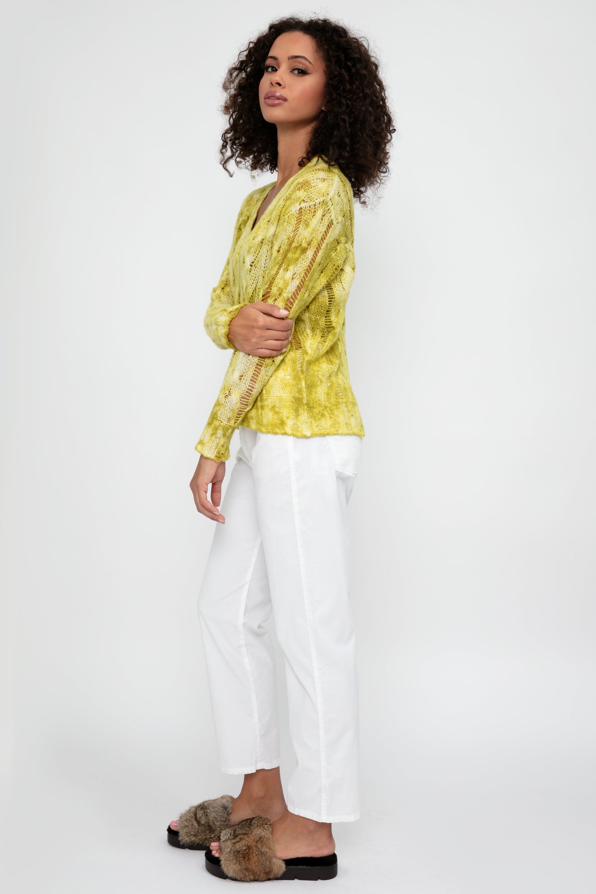 AVANT TOI Cashmere Camouflage Cable Knit Sweater in Lichen