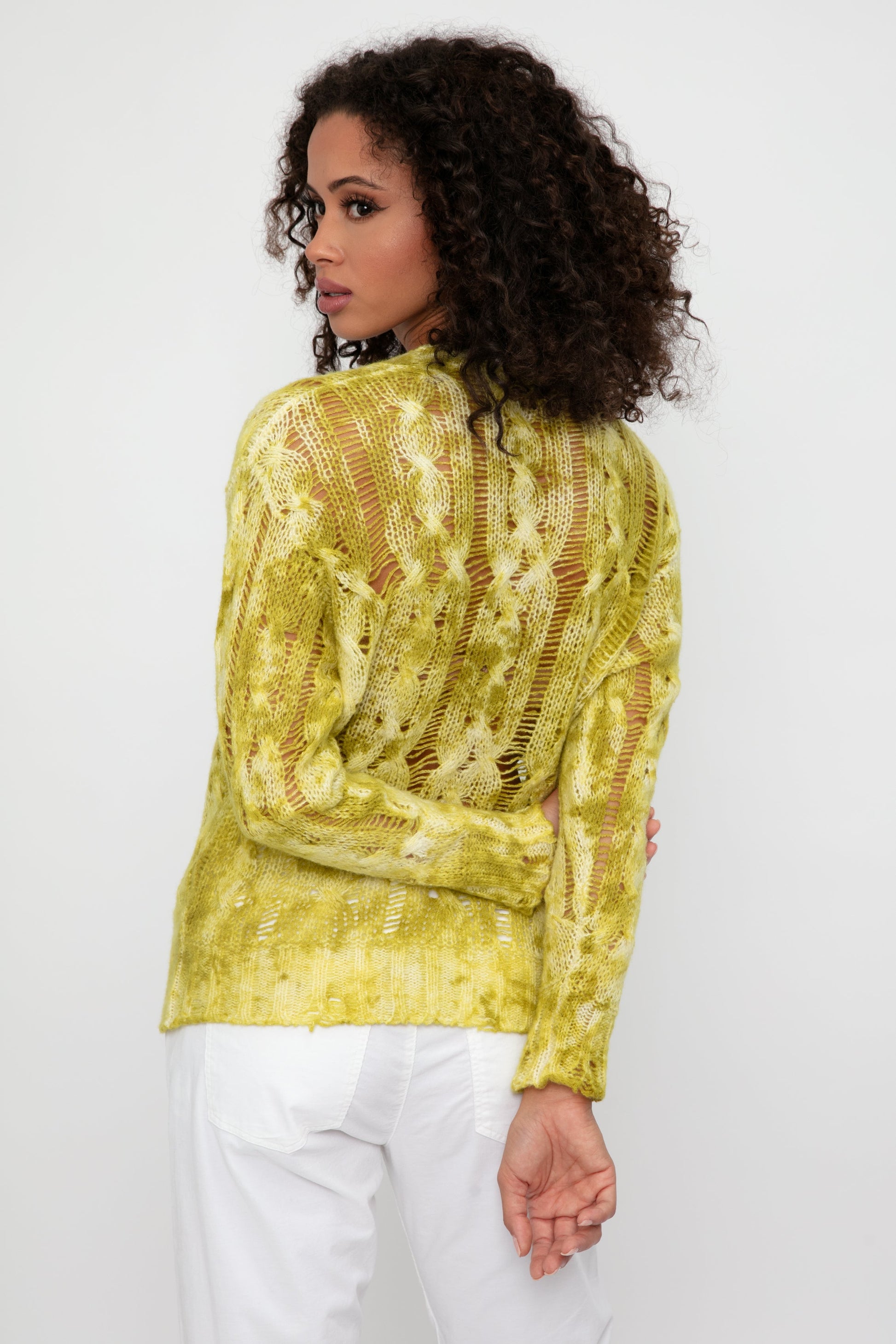 AVANT TOI Cashmere Camouflage Cable Knit Sweater in Lichen