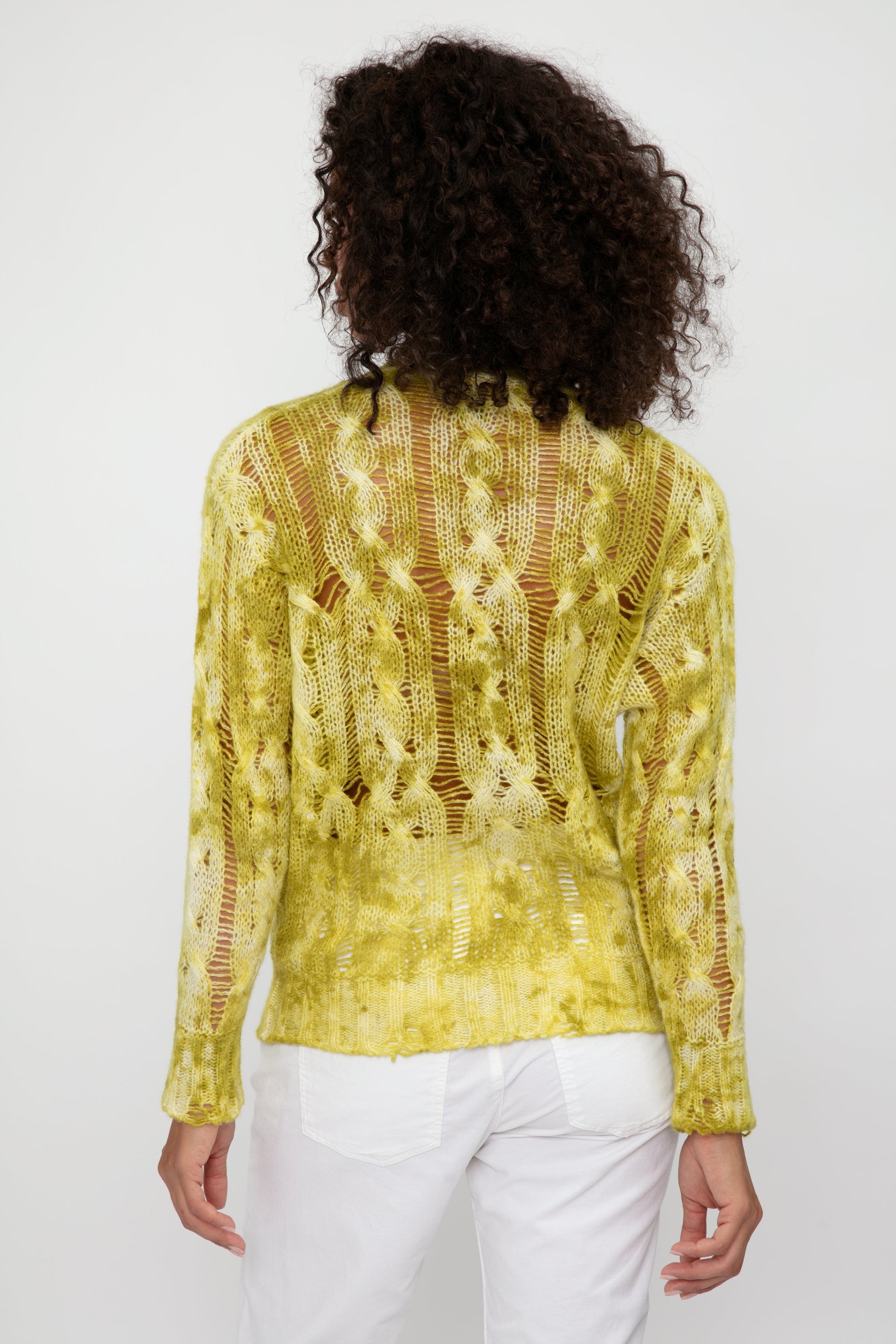 AVANT TOI Cashmere Camouflage Cable Knit Sweater in Lichen
