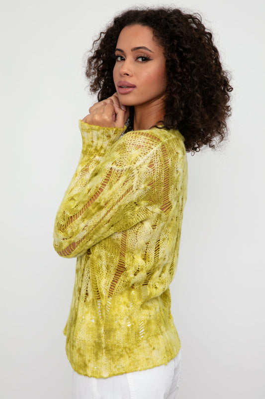 AVANT TOI Cashmere Camouflage Cable Knit Sweater in Lichen