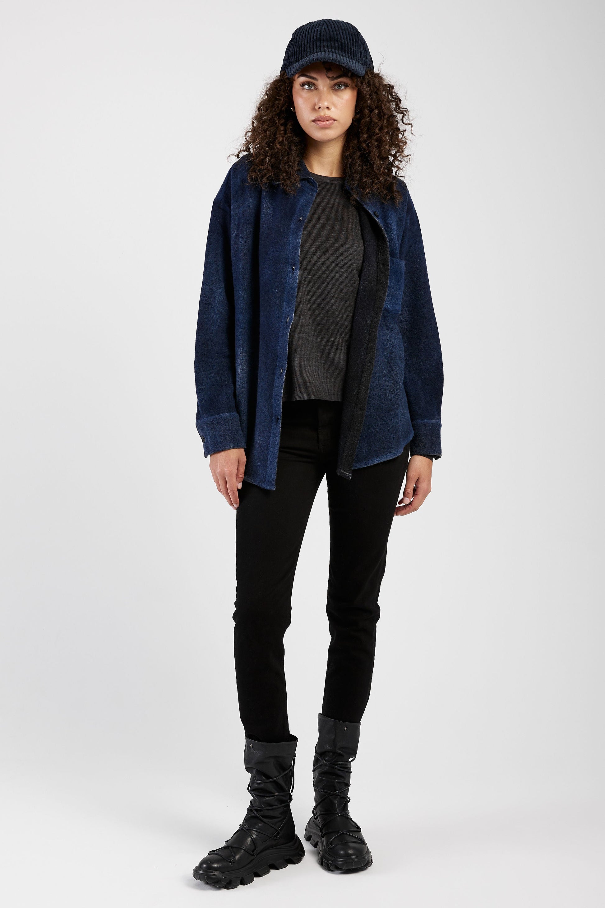 AVANT TOI Cashmere Wool Knit Shirt in Midnight