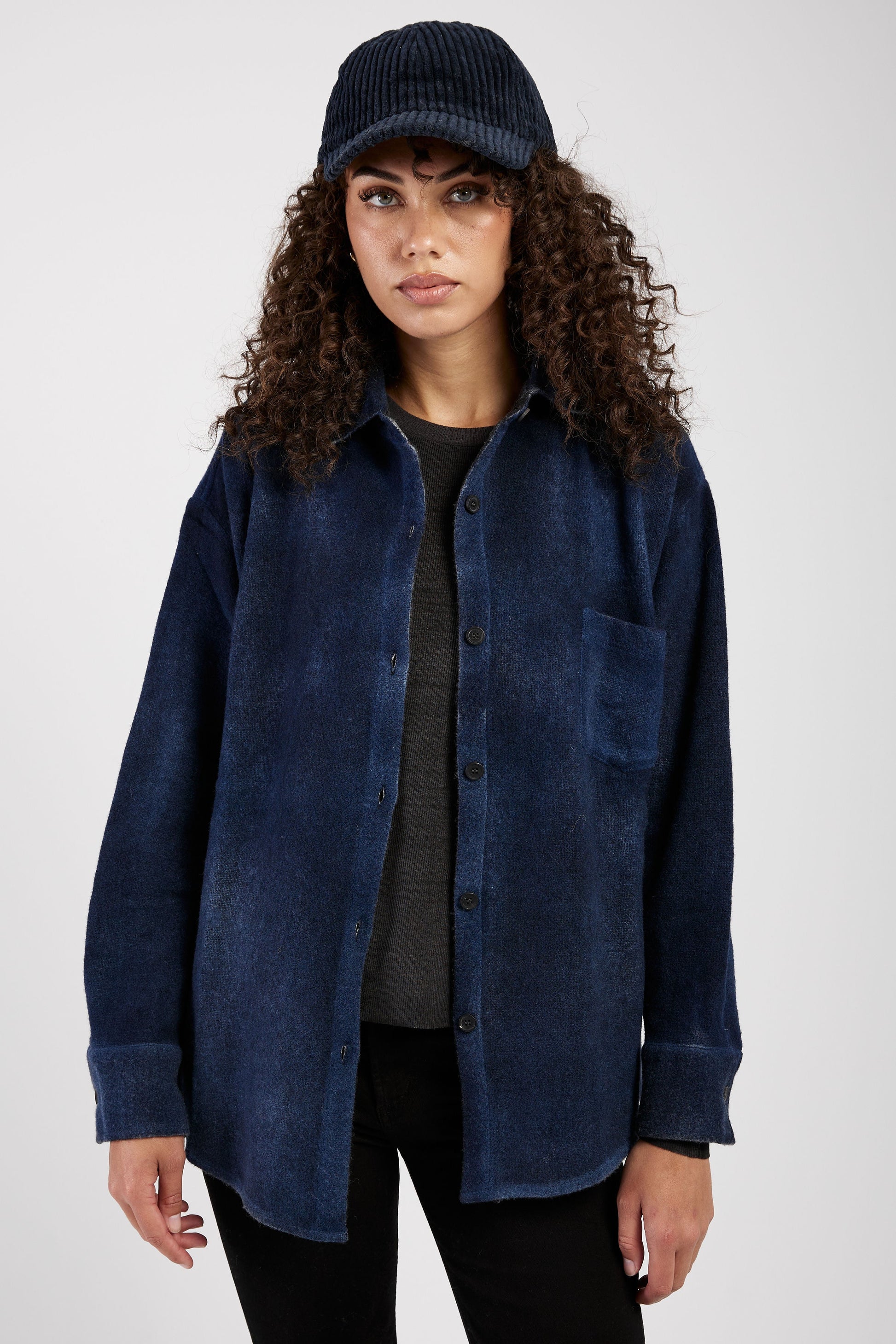 AVANT TOI Cashmere Wool Knit Shirt in Midnight