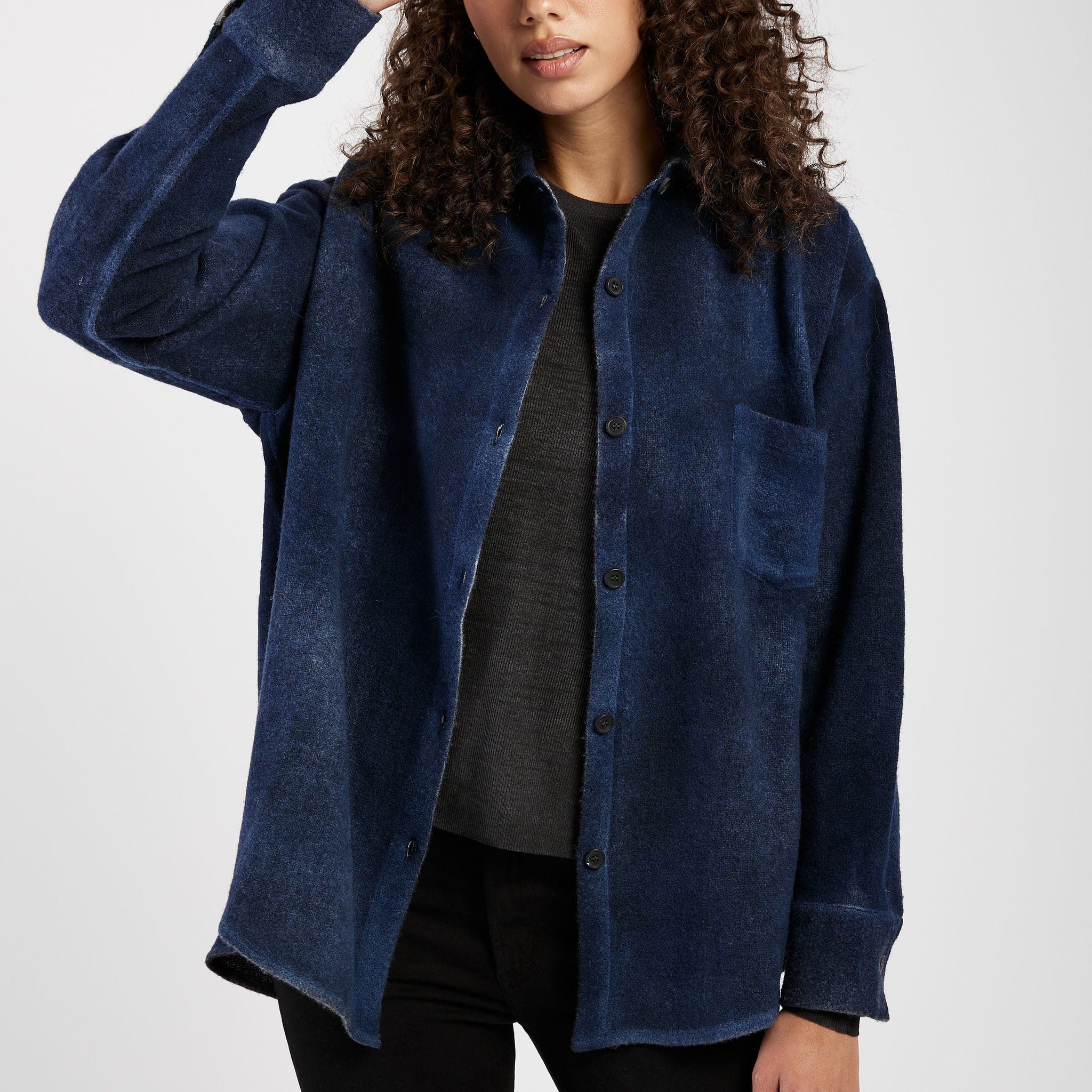 AVANT TOI Cashmere Wool Knit Shirt in Midnight