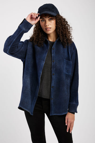 AVANT TOI Cashmere Wool Knit Shirt in Midnight