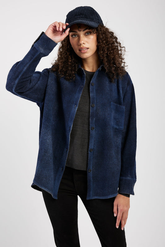 AVANT TOI Cashmere Wool Knit Shirt in Midnight