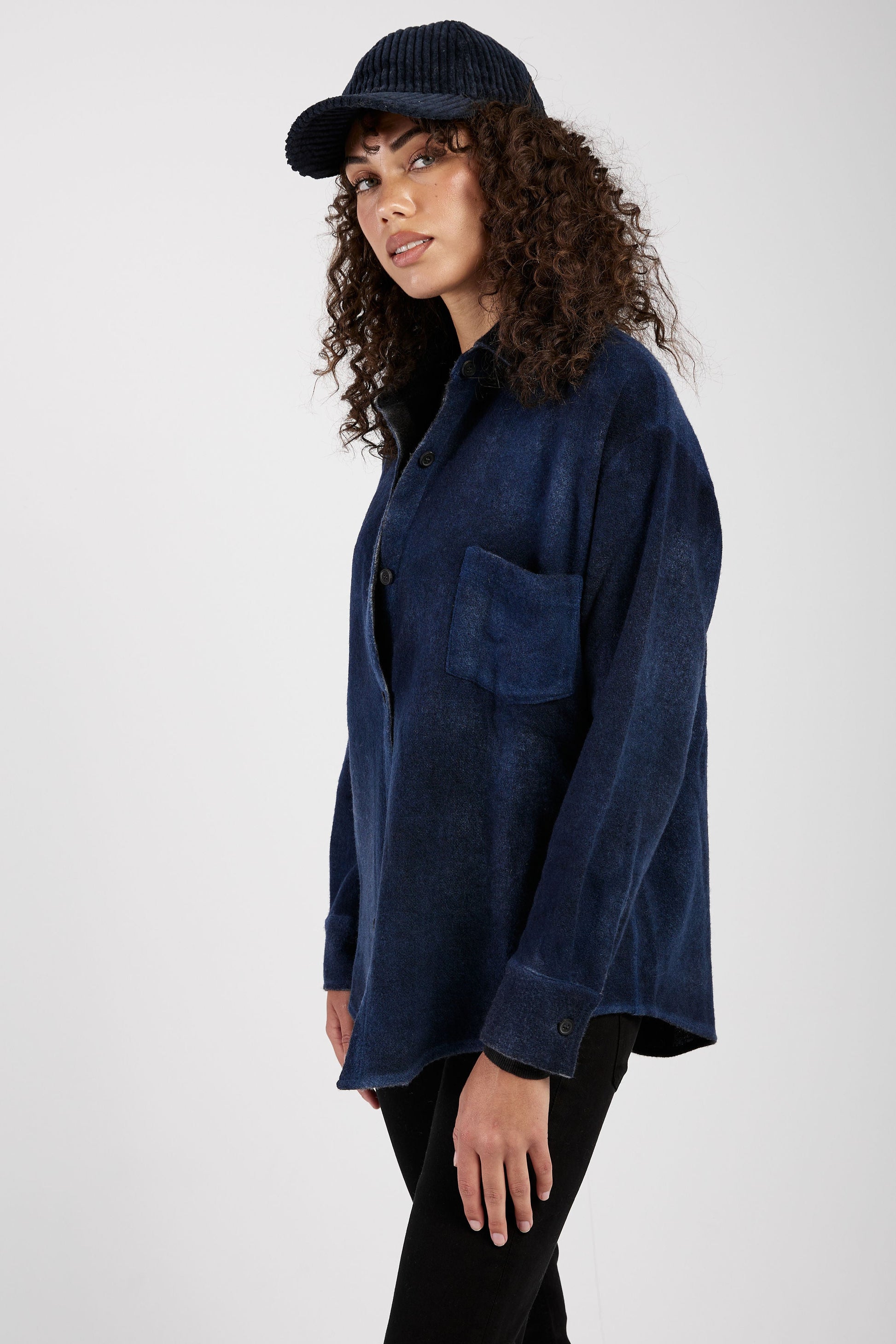AVANT TOI Cashmere Wool Knit Shirt in Midnight