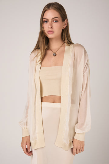 AVANT TOI Hand Painted Chiffon Cardigan in Vaniglia