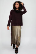 AVANT TOI Hand Painted High Neck Pullover Sweater in Rhubarb