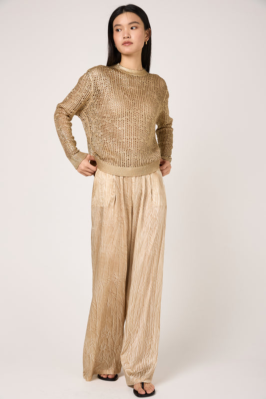 AVANT TOI Hand Painted Laminated Net Stitch Pullover in Sughero