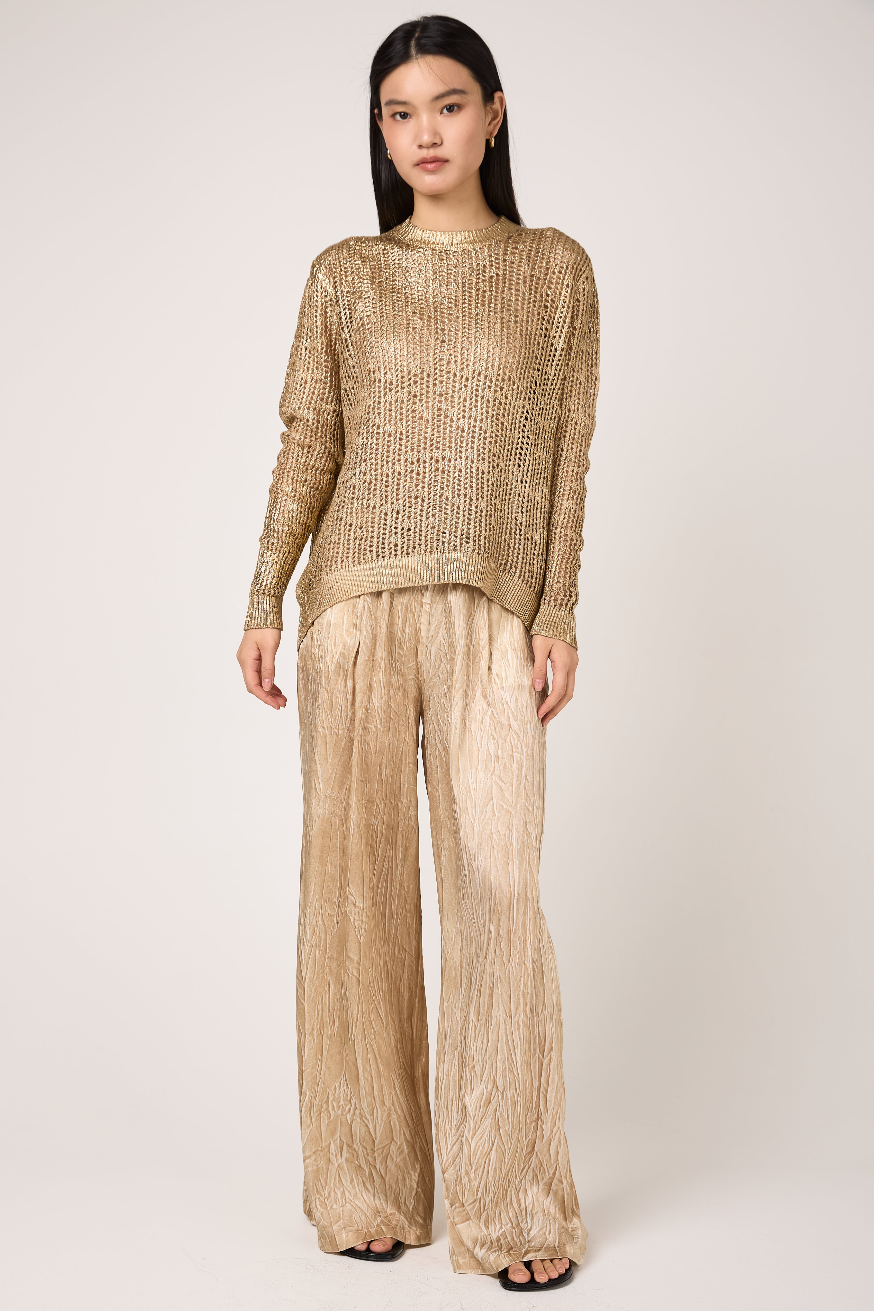 Hand Painted Laminated Net Stitch Pullover in Sughero