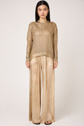 AVANT TOI Crumpled Effect Silk Palazzo Trouser Pant in Sughero