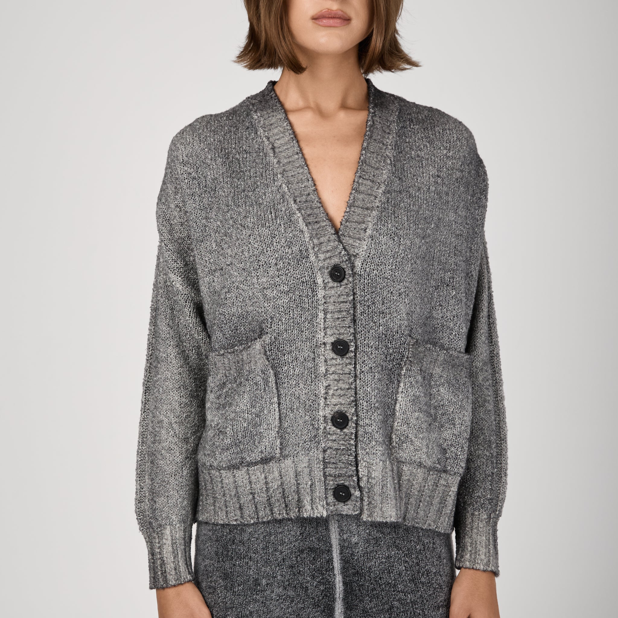 Hand Painted Malfile Merinos Silk Cardigan in Husky