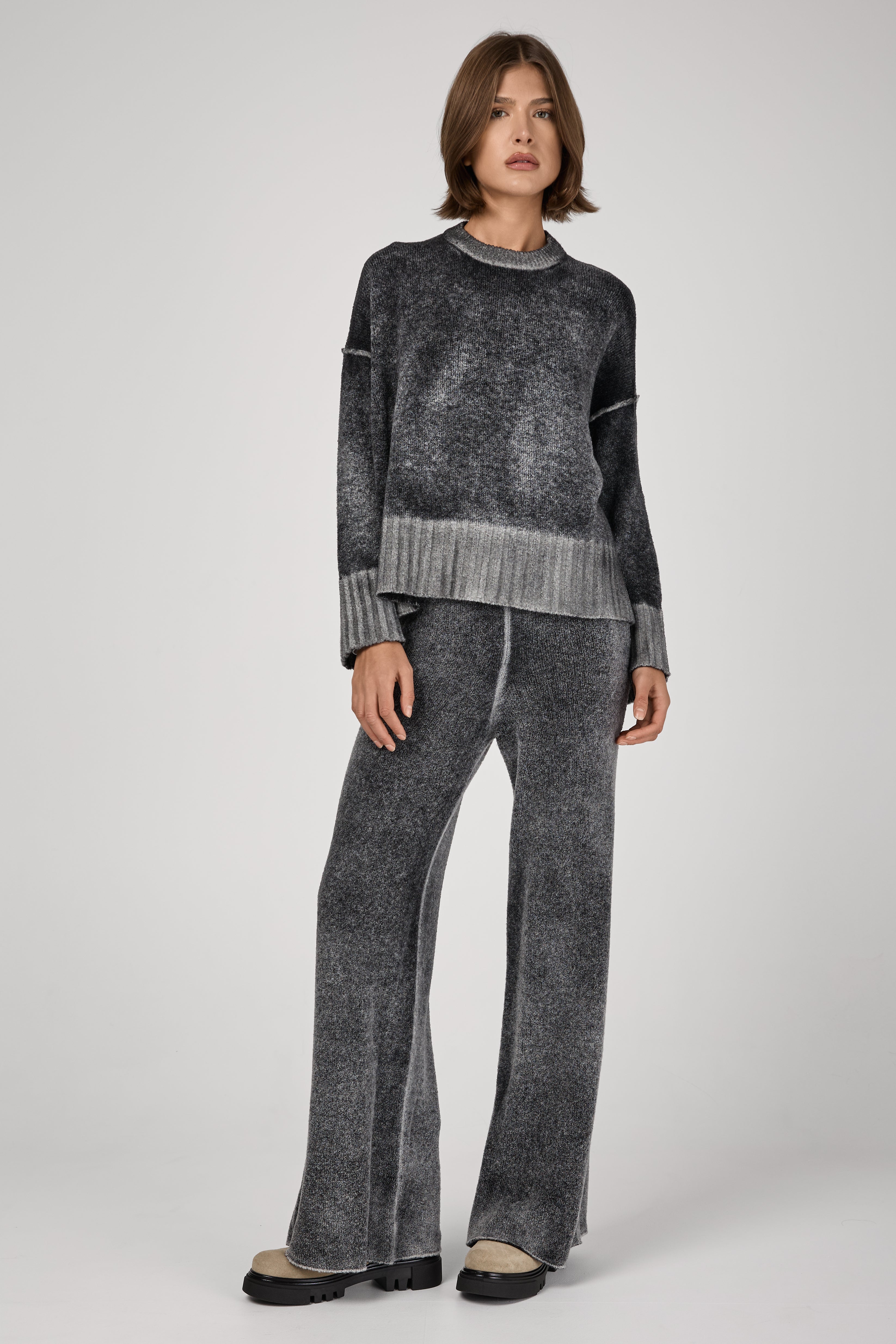 Hand Painted Miniboucle' Palazzo Pants in Husky