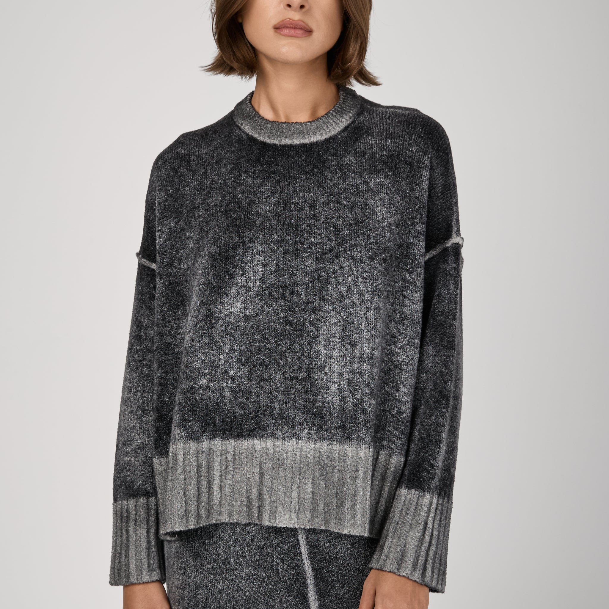 Hand Painted Miniboucle' Pullover in Husky