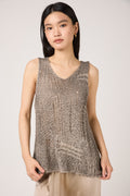 AVANT TOI Hand Painted Openwork Knit Tank Top in Fango