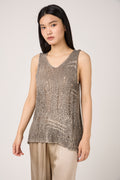AVANT TOI Hand Painted Openwork Knit Tank Top in Fango