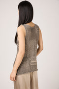 AVANT TOI Hand Painted Openwork Knit Tank Top in Fango