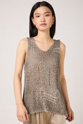 AVANT TOI Hand Painted Openwork Knit Tank Top in Fango