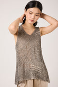 AVANT TOI Hand Painted Openwork Knit Tank Top in Fango