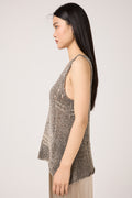 AVANT TOI Hand Painted Openwork Knit Tank Top in Fango