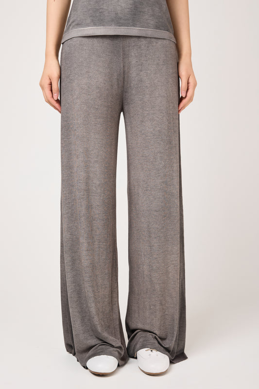 AVANT TOI Hand Painted Ribbed Palazzo Pant in Fango