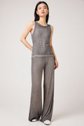 AVANT TOI Hand Painted Ribbed Palazzo Pant in Fango