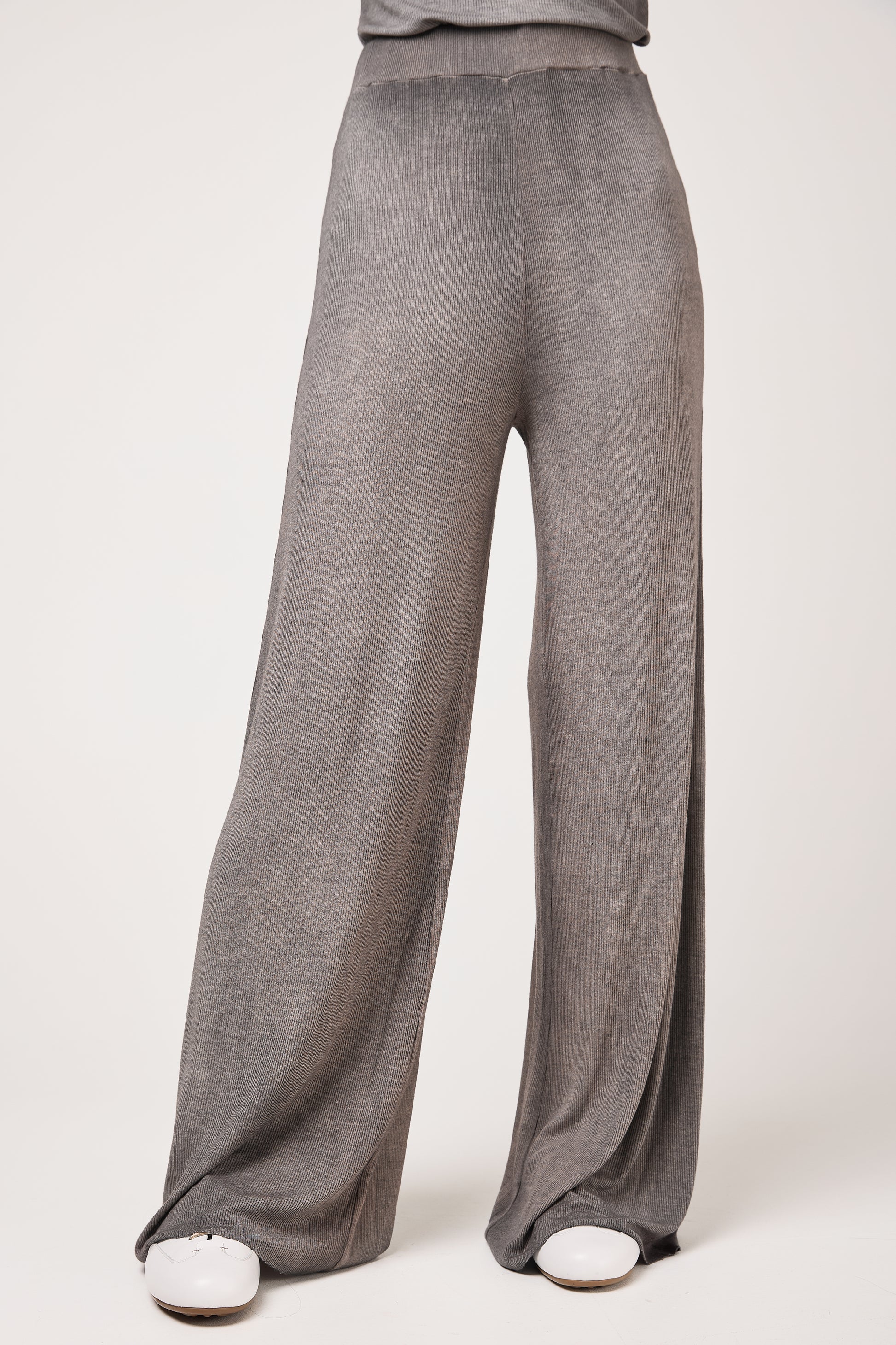AVANT TOI Hand Painted Ribbed Palazzo Pant in Fango