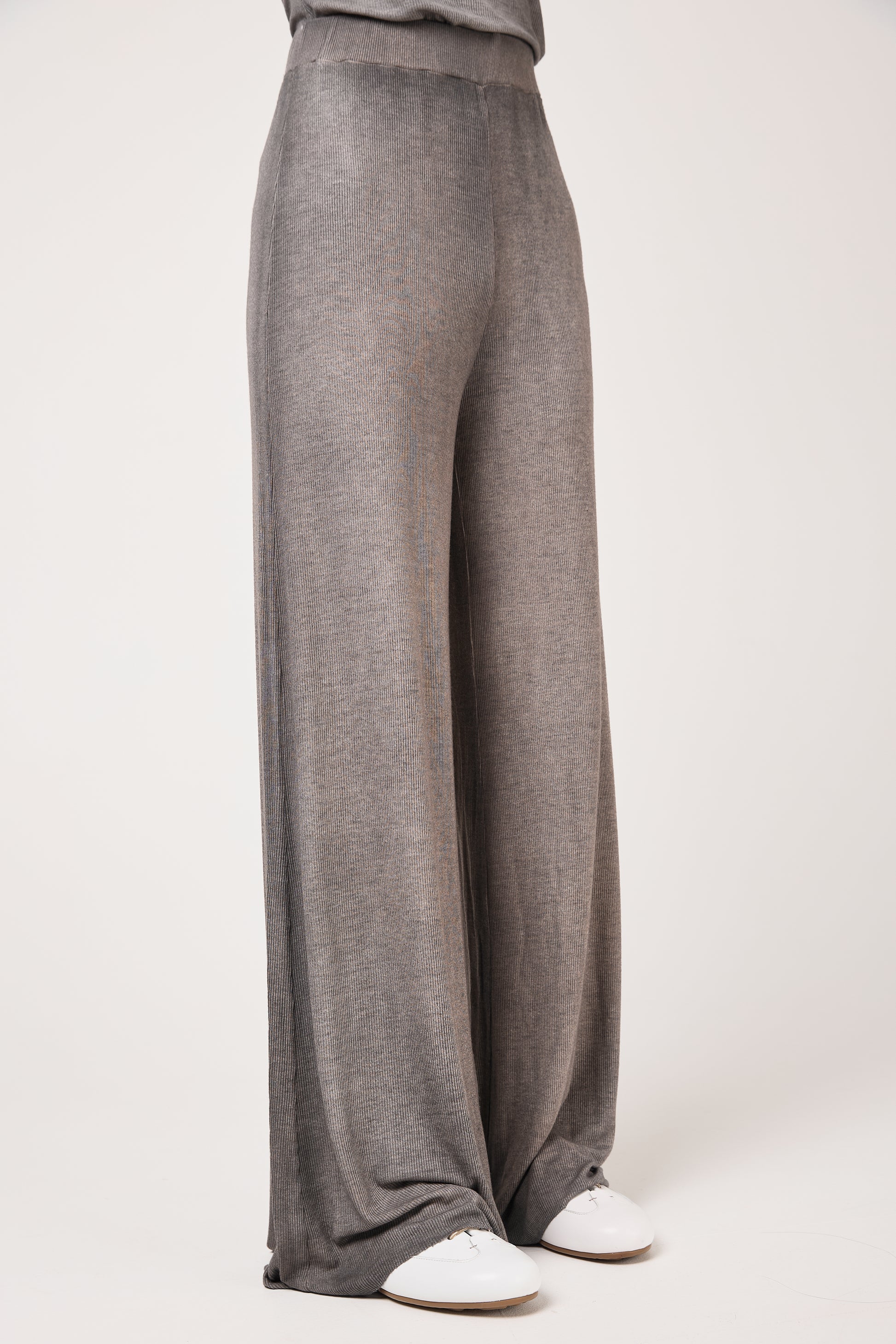 AVANT TOI Hand Painted Ribbed Palazzo Pant in Fango