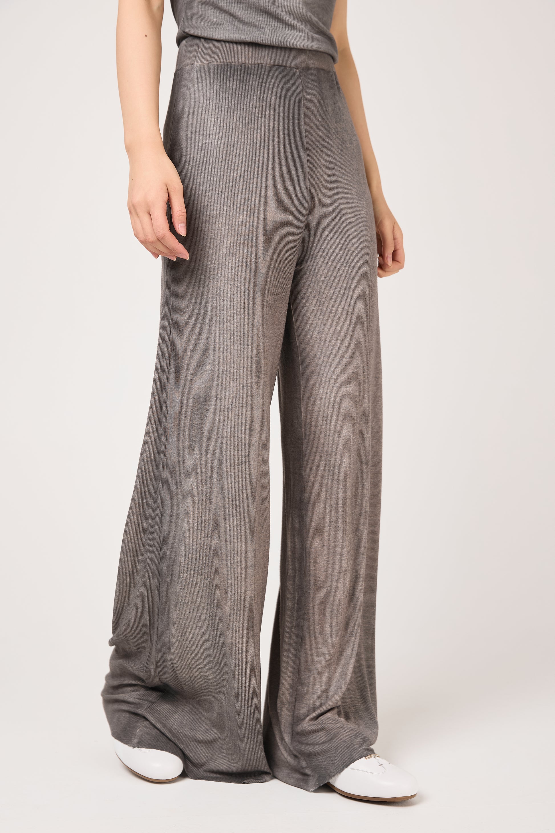 AVANT TOI Hand Painted Ribbed Palazzo Pant in Fango