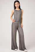 AVANT TOI Hand Painted Ribbed Palazzo Pant in Fango
