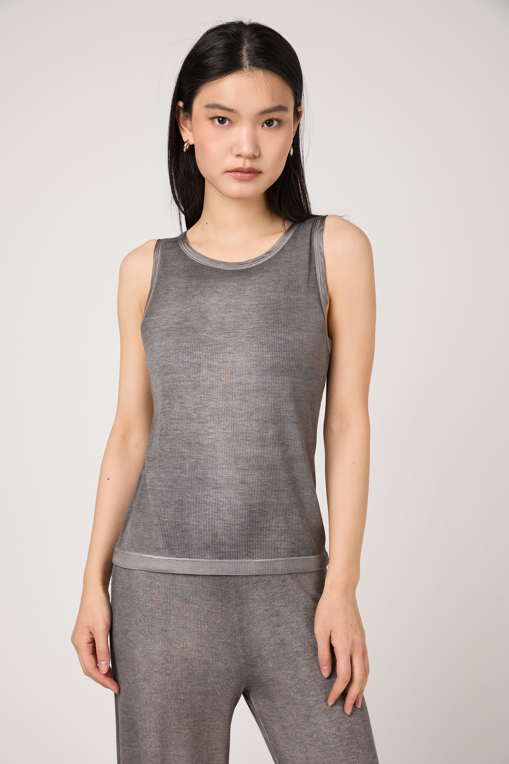 AVANT TOI Hand Painted Ribbed Tank Top in Fango