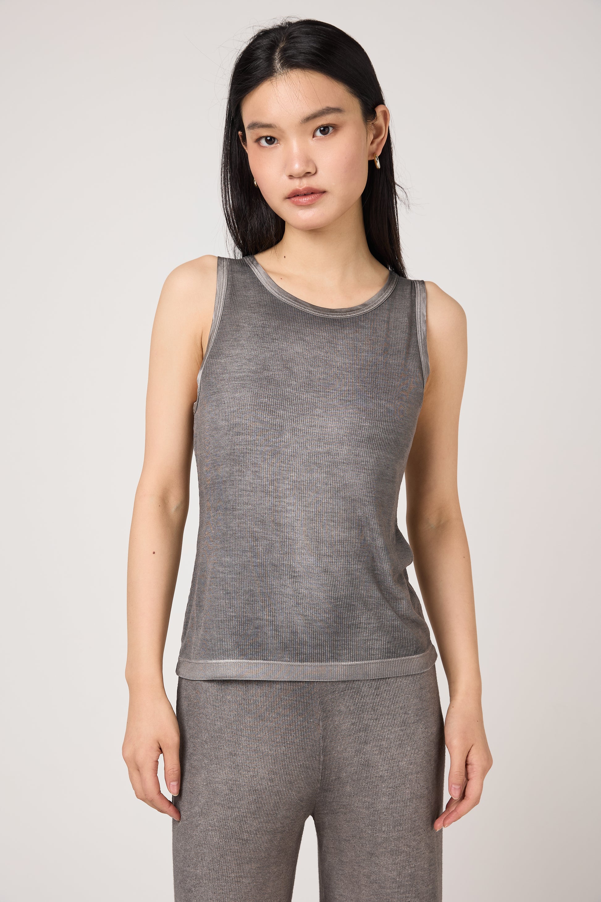 AVANT TOI Hand Painted Ribbed Tank Top in Fango