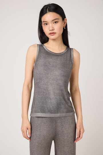 AVANT TOI Hand Painted Ribbed Tank Top in Fango