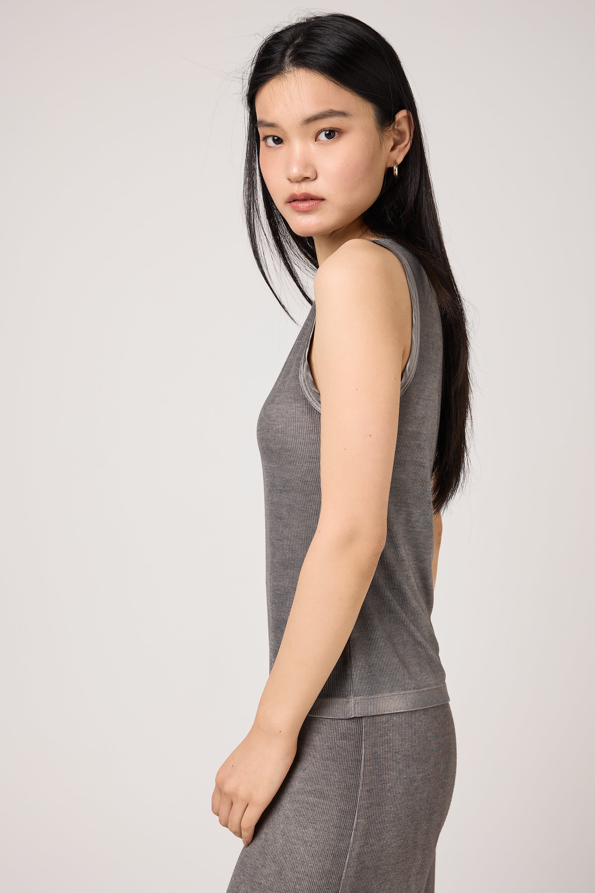AVANT TOI Hand Painted Ribbed Tank Top in Fango