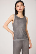 AVANT TOI Hand Painted Ribbed Tank Top in Fango